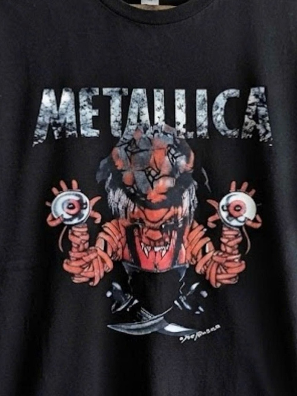Gildan Black Metallica Graphic Tee with Red and White Artwork | Unisex Shirt - Picture 2 of 2